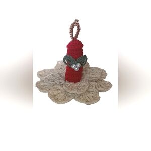 Christmas candle decor handmade crochet